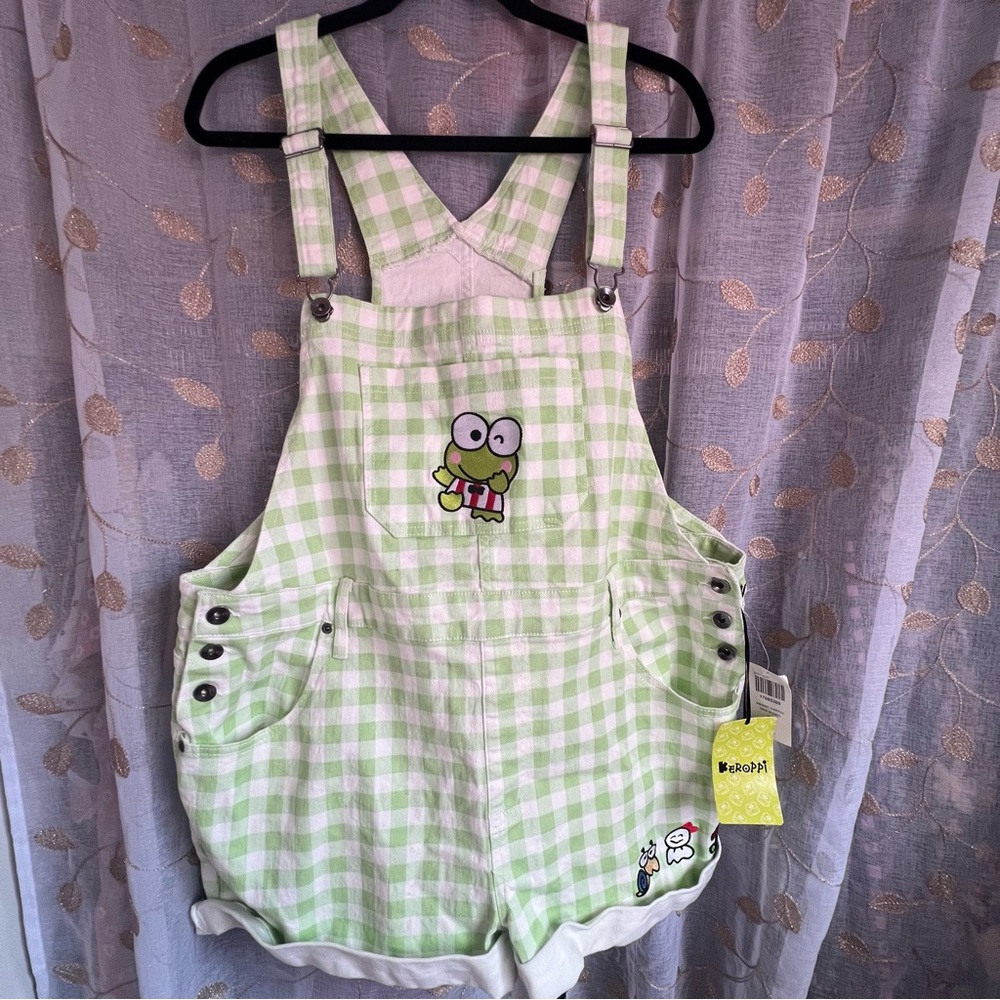 Sanrio Hot Topic Keroppi Gingham Shortalls/Overalls